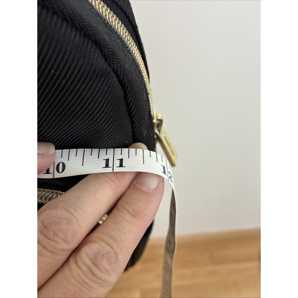 Kenneth Cole Reaction Backpack Black Nylon Chevron Quilted Gold Hardware Zipper - Picture 6 of 14